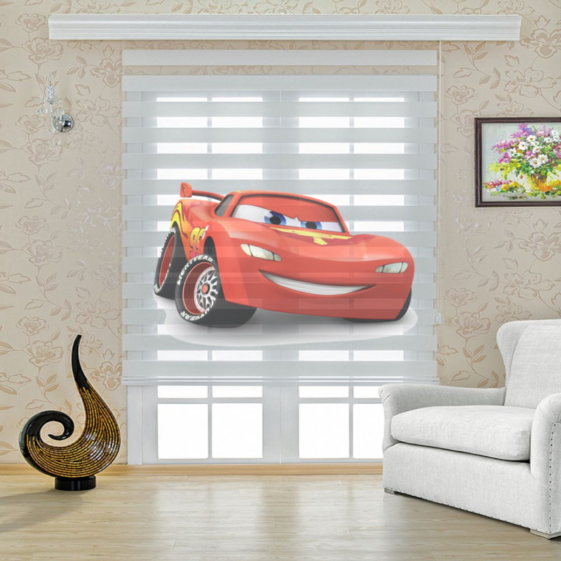 Dijital Basklı Zebra Perde Şimşek Mcqueen